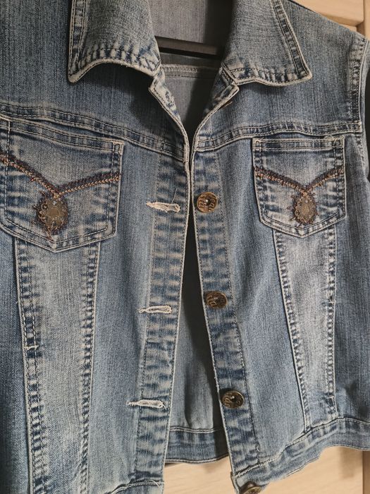 Krótka katana jeansowa bolerko rękaw 3/4 rozmiar L