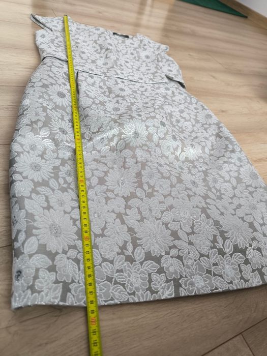 Elegancka sukienka Max Mara srebrna szara  M/L
