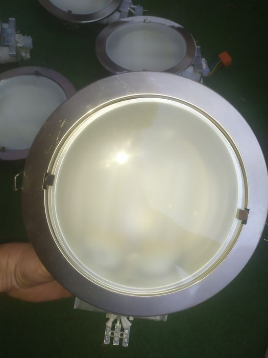 6 x duża okrągła lampa sufitowa wpuszczana srebra średnica 23cm Lexman