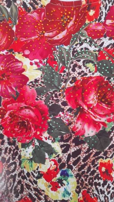 Nowa SUKIENKA tunika S/M róże panterka kryształki pachy Od 42 cmx2