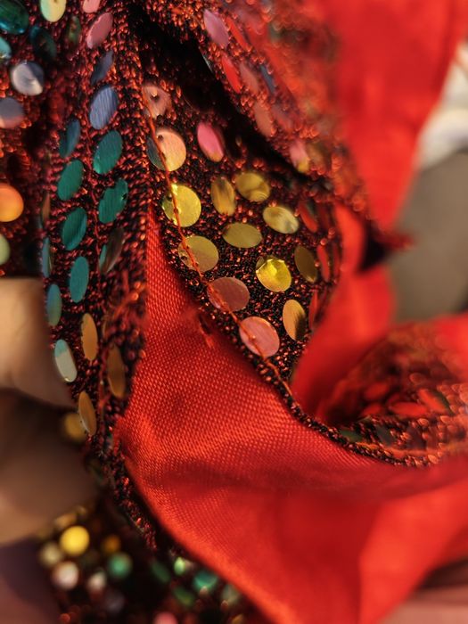 Strój do tańca brzucha cekiny samba dancewear czerwony spodnie jazz la