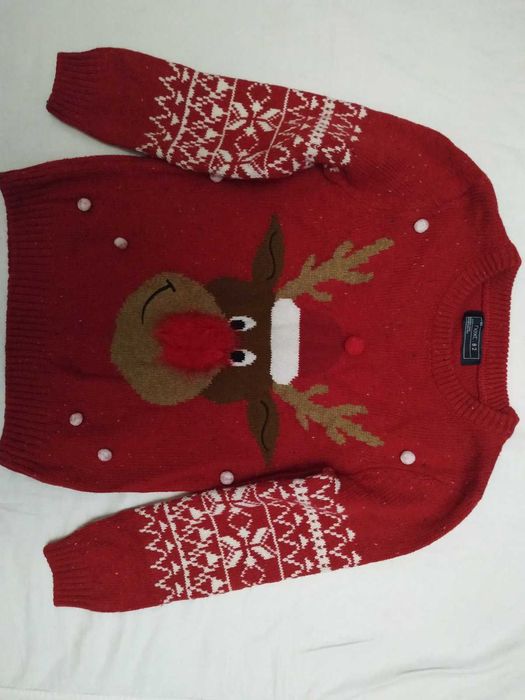 Новогодний свитер с оленем,  на 6-7 лет, фирма Next