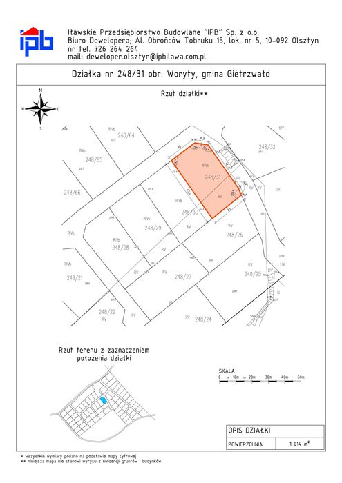 Działka budowlana 1014m² | Woryty koło Olsztyna