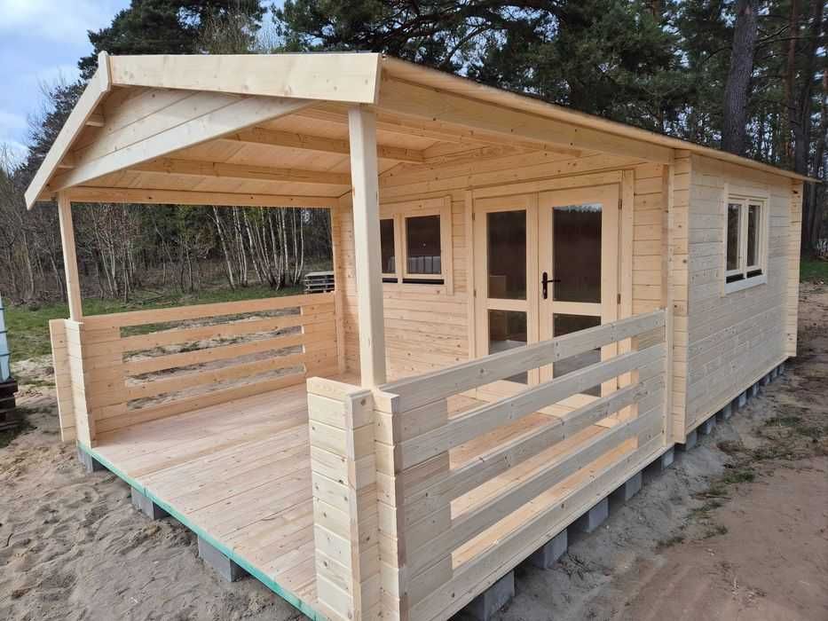 Od ręki SOLIDNY domek drewniany + TARAS* 7m x 4m*28 m2 *SCIANY aż 45mm