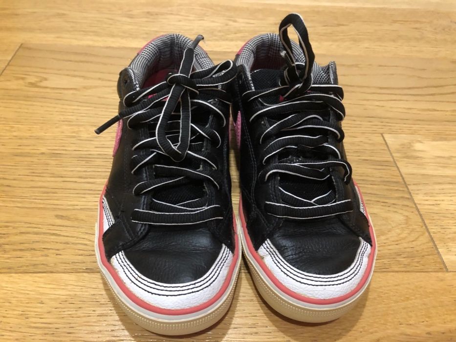 Czarne (różowe) skórzane buty sportowe przed kostkę, NIKE, 38 (24cm)