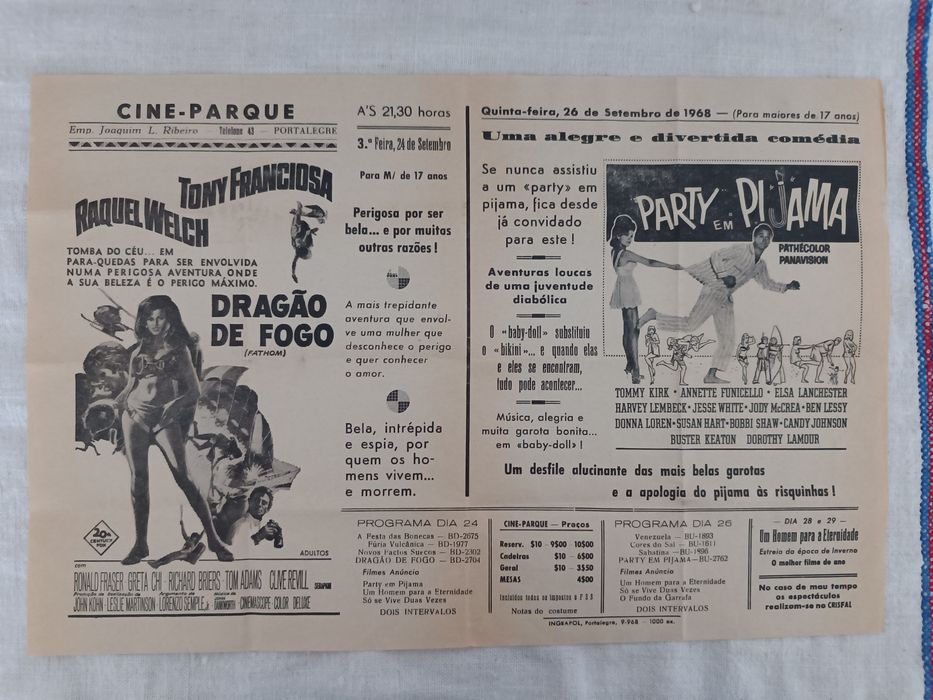 Cartaz do Cine-Parque de Portalegre