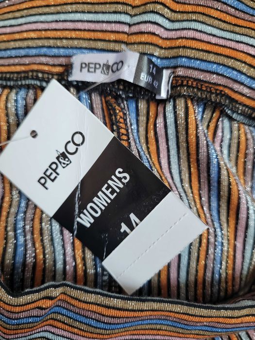 Nowe spodnie damskie kuloty w połyskujące paski 42,XL (14) Pepco