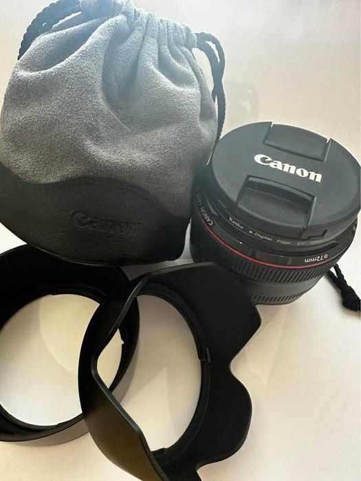 Canon EF 50mm f/1.2L USM + Filtro proteção UV Kenko + [2) Parassol