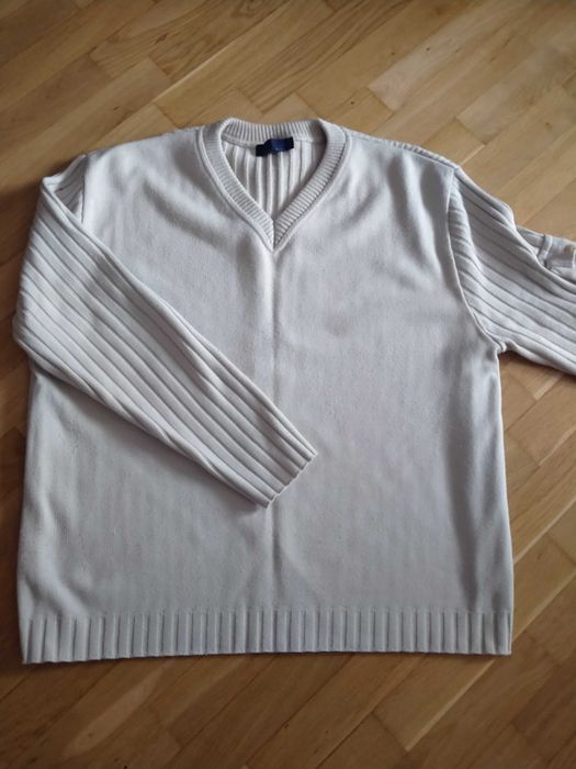 Męski sweter/bluzka kremowa, H&M, kiszeń na rękawie, Stan BDB, Fajna