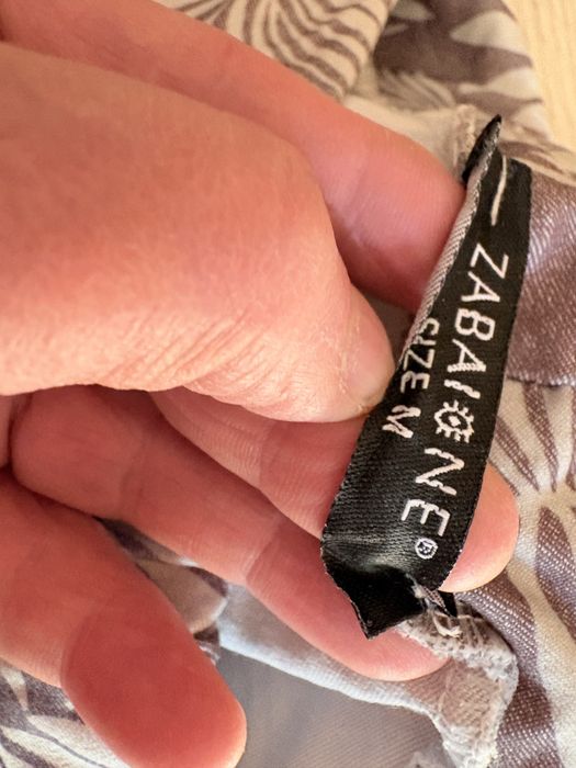 Spodnie dresowe Zabaione M 38 wiskoza liście fiolet biel boho