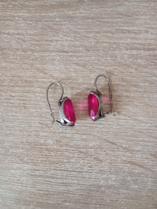 Серебрянные серьги с рубинами!