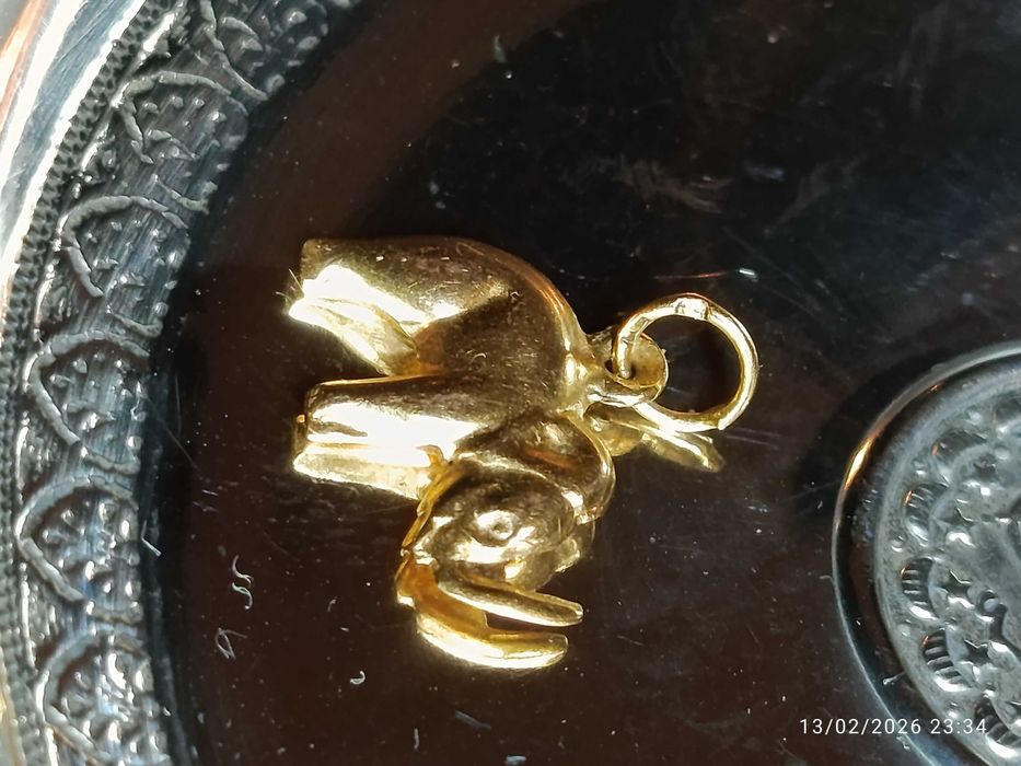 Elefante Ouro Português Contrastado 19,2 Quilates 1,3 cm