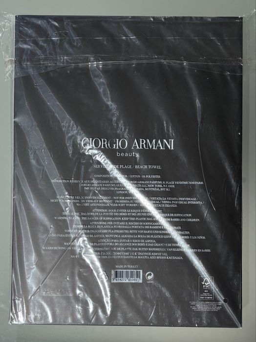Toalha de Praia Giorgio Armani nova em caixa