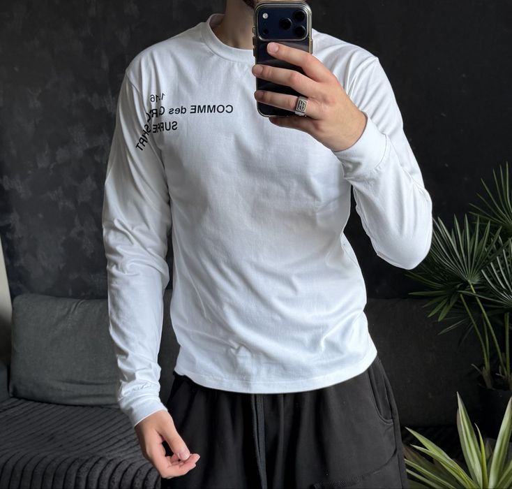 Лонгслів Supreme x Comme des Garcons supreme cdg longsleeve базовий білий лонг з принтом sk8 y2k archive архив