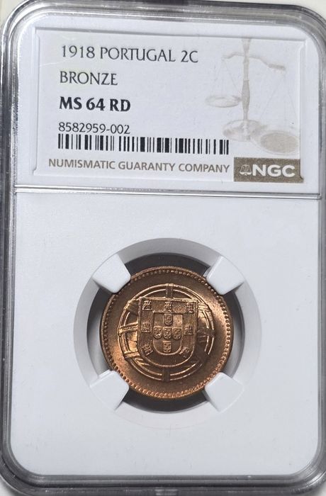 2 centavos 1918 MS64 RD