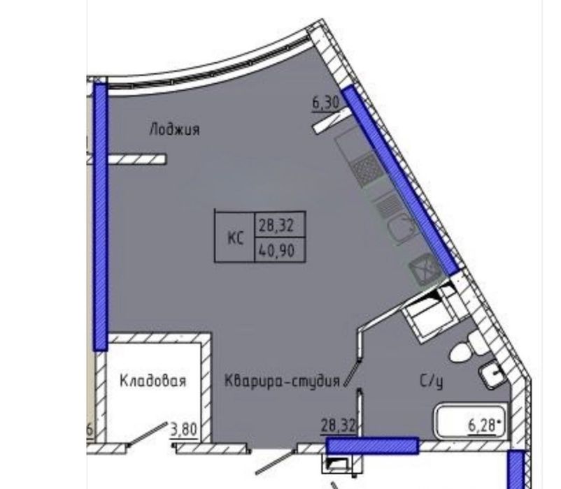 1-room apartment apartment by the address st. Kulikovo pole pl Oktyabrskoy revolyutsii pl (area 47 m²) - Atlanta.ua - photo 19