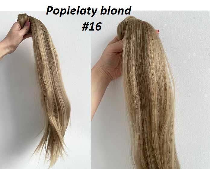 Doczepiany KUCYK kitka 60cm jak Naturalne treska MAT popielaty blond