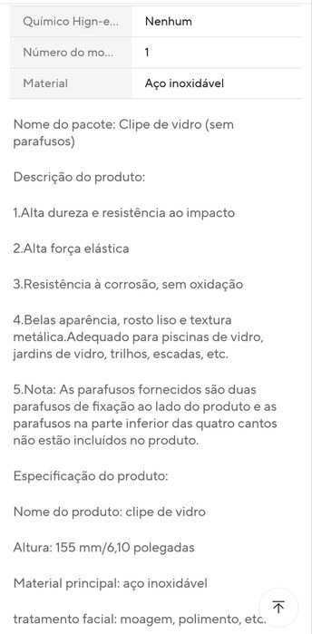 Suporte inox para varanda de vidro