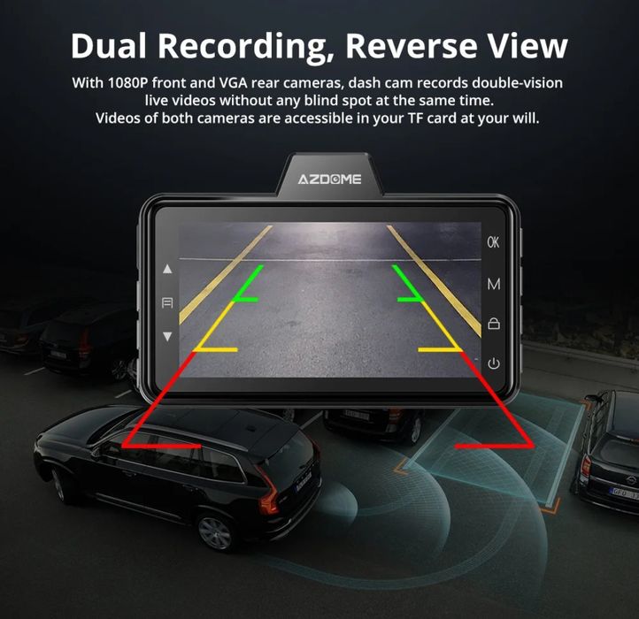 Câmara de gravação automóvel Dashcam Dual FullHD azdome M01 pro NOVO