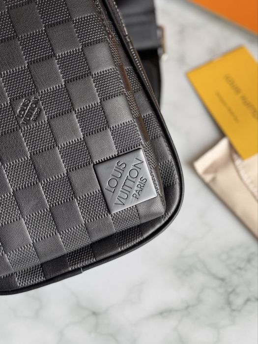 Сумка мужская черная Louis Vuitton Sling Bag Avenue Луи Витон кожа LV