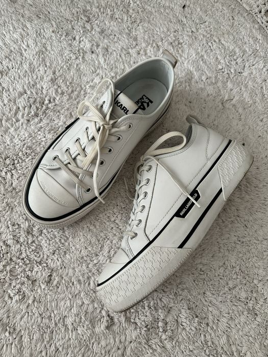 Оригінальні білі кеди karl lagerfeld з натуральної шкіри 40