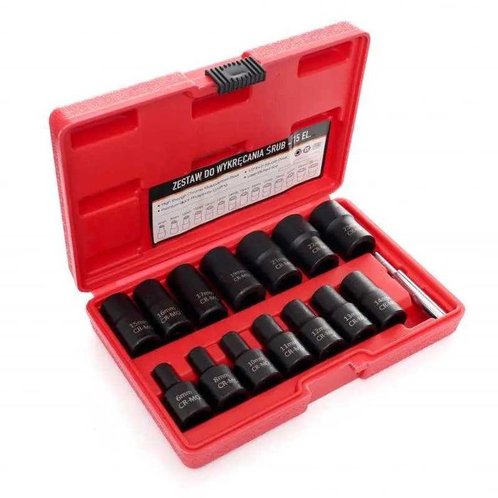 Набір головок для пошкоджених гайок для майстерні  15 ел. KD11793