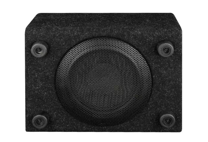 Caixa subwoofer compacta com amplificador