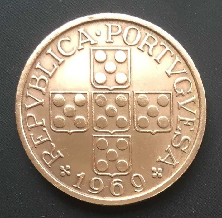Moeda 1 escudo bronze - Portugal - 1969