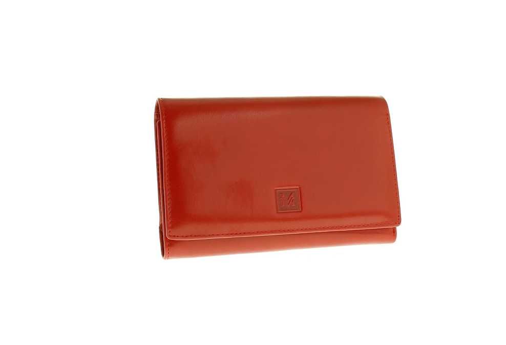 Damska portmonetka skórzana pojemny portfel damski czerwony VerMari