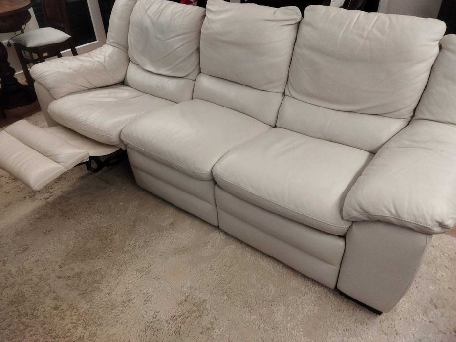 Sofá de pele bege Divani & Divani em óptimo estado