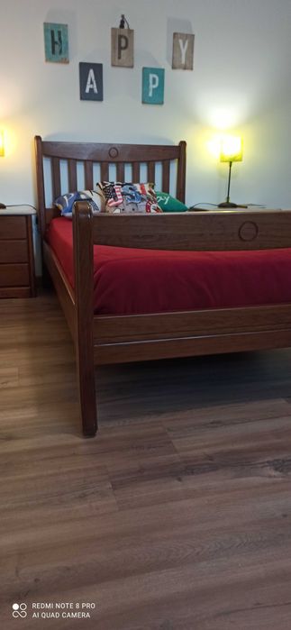 Cama madeira maciça "cerne"com colchão