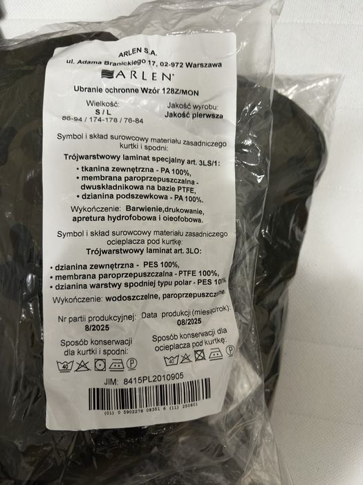 Ubranie ochronne goratex wzor MON S/L