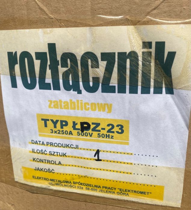 Przełącznik ŁPZ-250, sieć agregat, PRL