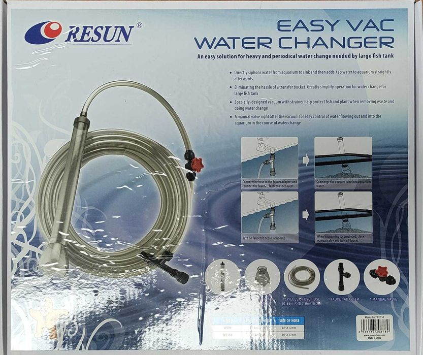 Resun zestaw do wymiany wody w akwarium Easy Vac 15 m, odmulacz