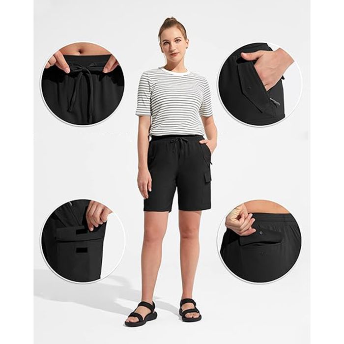 Spodenki damskie trekkingowe cargo M czarne