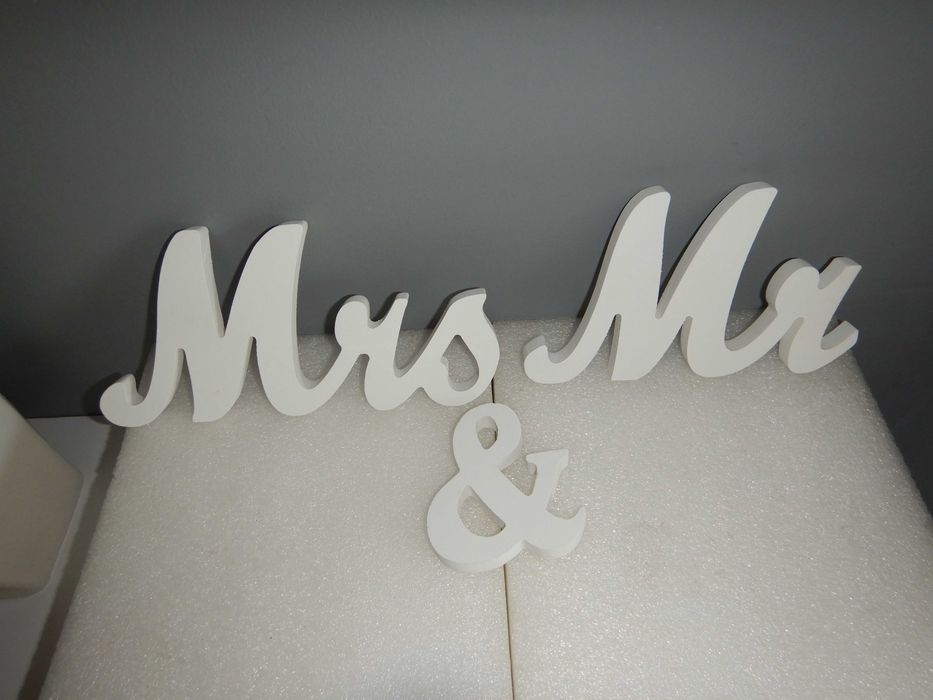 napis ślubny weselny drewniany Mr & Mrs
