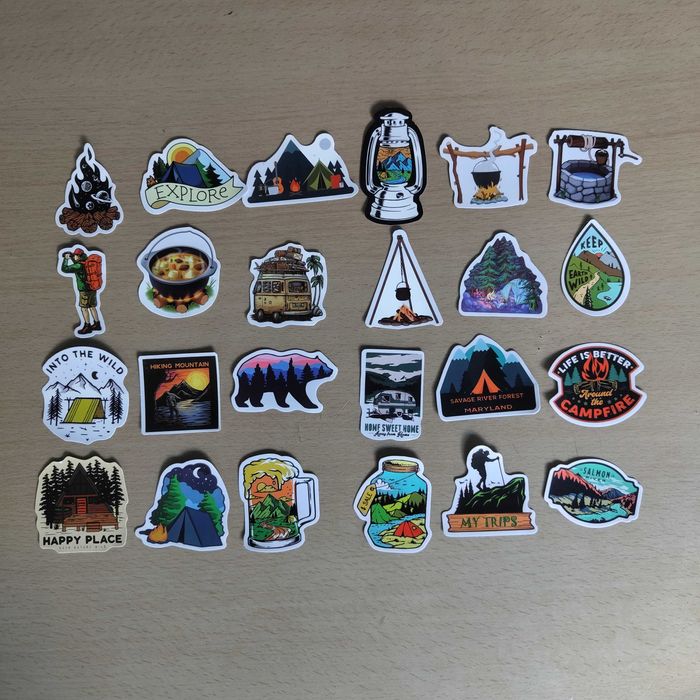 100 Autocolantes Stickers Campismo Montanha Van Aventura