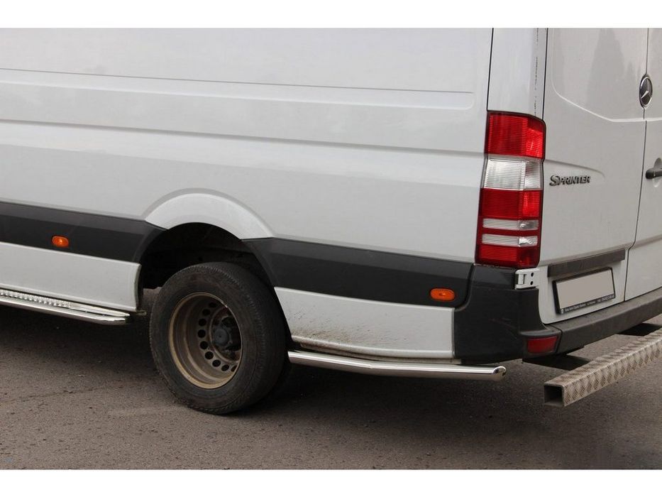 Mercedes Sprinter W906 2006-2018 рр. Бічні труби за заднім колесом (2 шт., нерж) ExtraLong база, 60мм