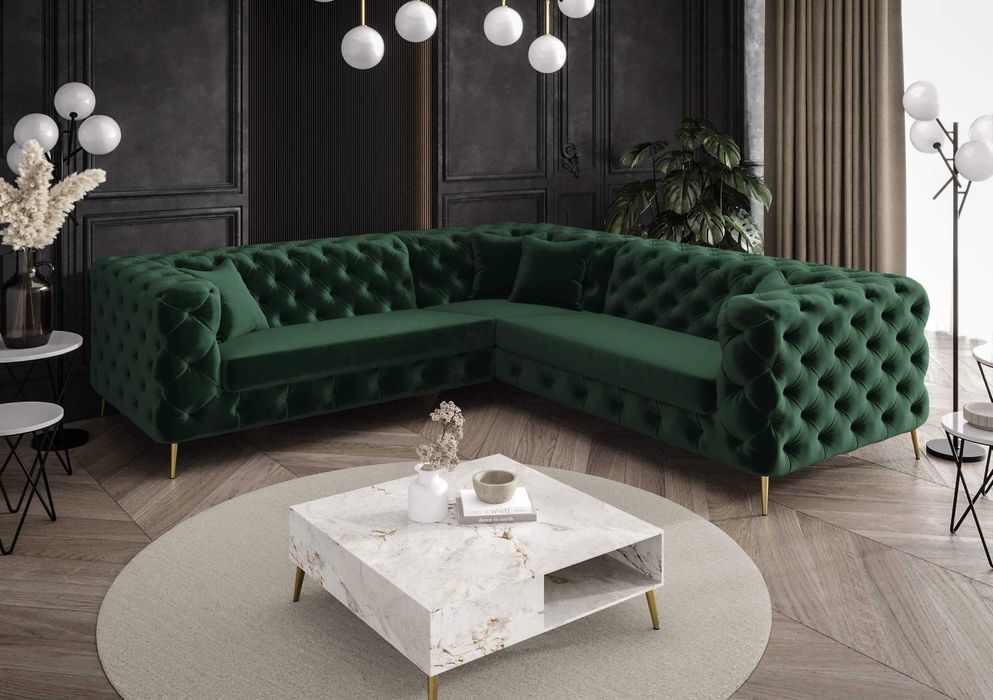 Narożnik Rogówka Boston Chesterfield Pikowany Luksusowy VeroLux