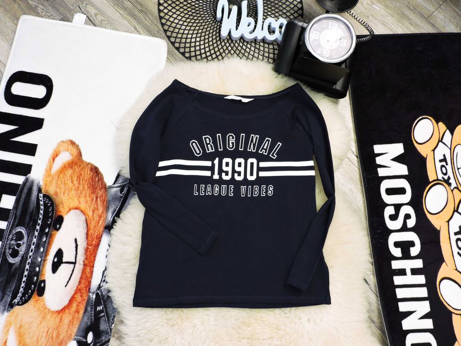 H&M - granatowa bluzeczka napisy r 170