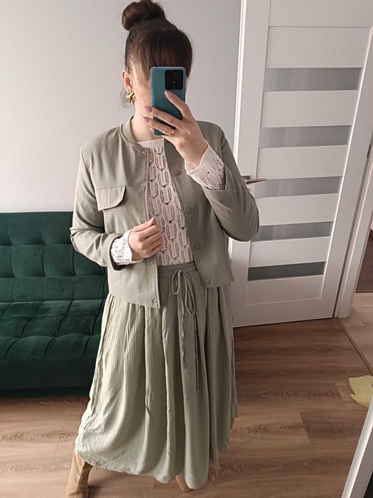 Spódnica długa maxi pistacjowa