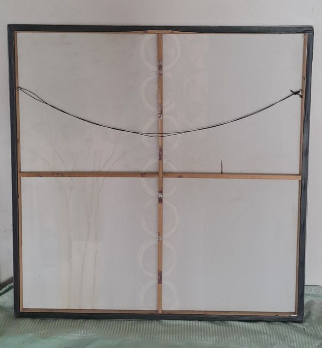 Quadro decorativo tons, preto,cinza, lilas e branco 100x100cm