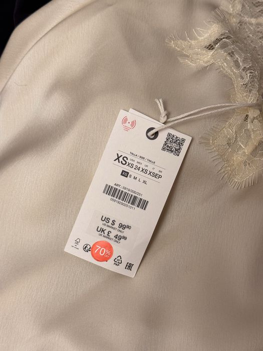 Атласна асиметрична сукня/топ з мереживом zara. НОВА