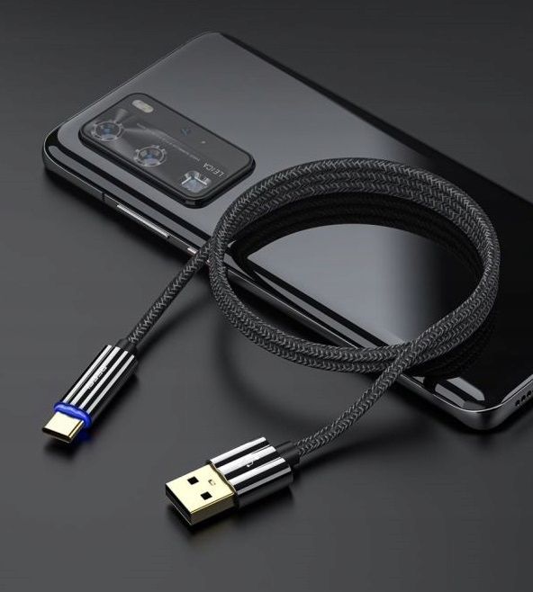 Podświetlany Kabel Usb-C Typ C 3A 1M Wzmacniany Oplot Led Recci