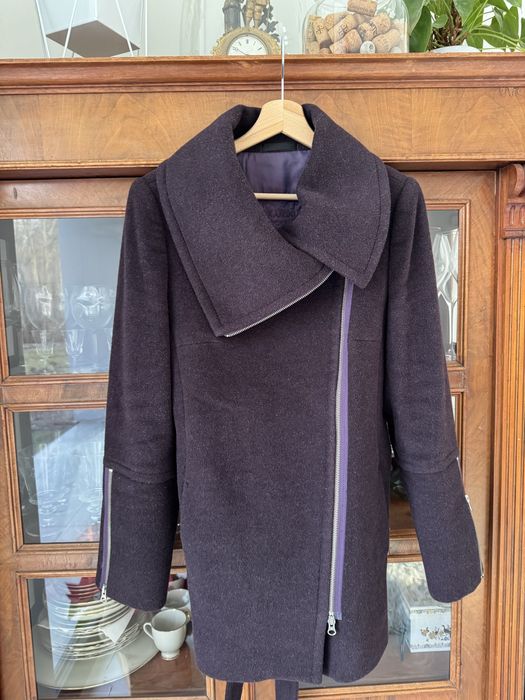 Bordowy płaszcz z wełną Dziekański 40