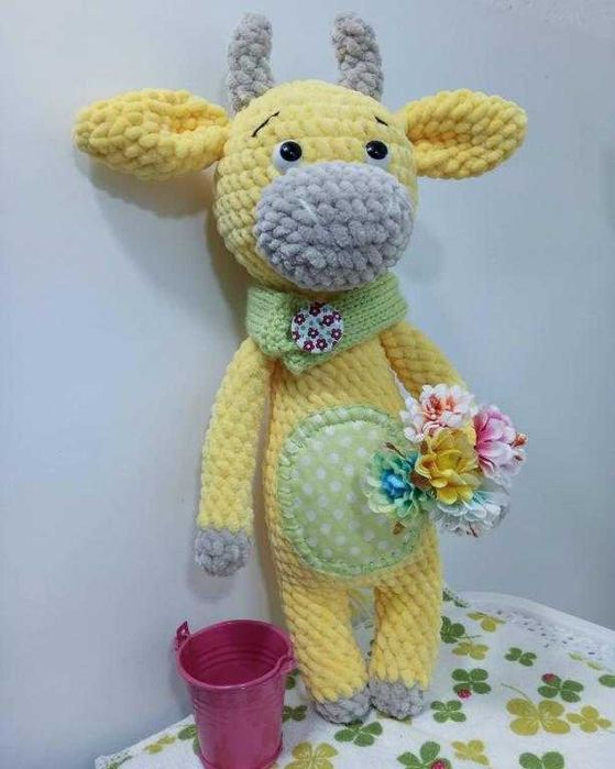Новая вязаная Мягкая игрушка Prezzzent_ Бычок Мякиш Hand Made 38 см