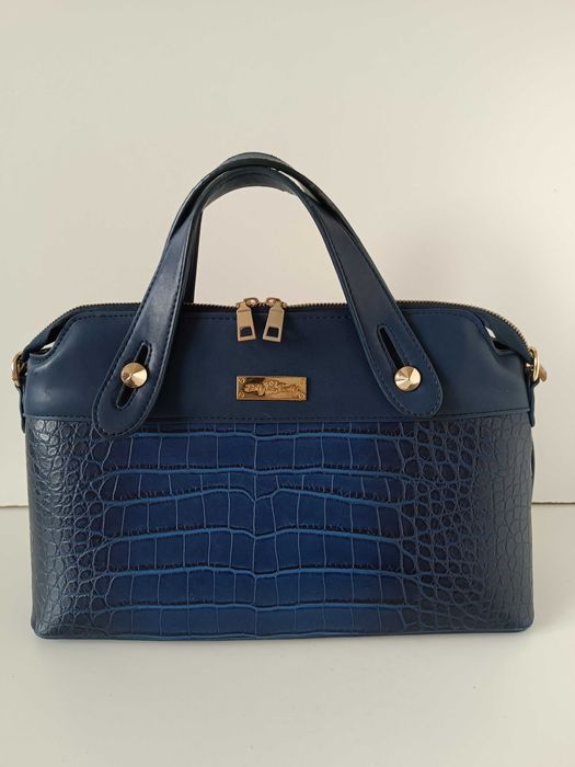 жіноча сумка синя в принт рептилія на блискавці Betty Pretty еко шкіри