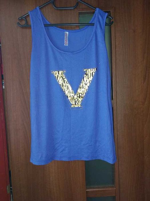 Bluzeczka na ramiączkach ze złotym zdobieniem i cyrkoniami rozm.XL