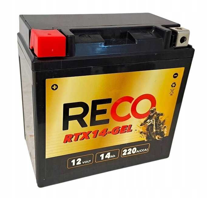 Akumulator motocyklowy  RECO RTX14-GEL YTX14-BS 1ETX14 2V 14Ah 220A L+