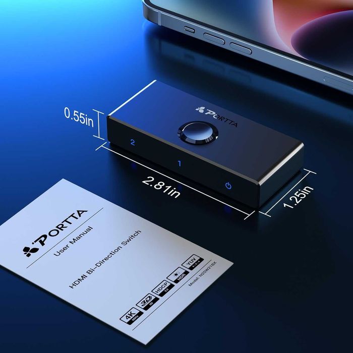 Interruptor HDMI 4K 60Hz, divisor HDMI bidirecional 1 em 2 saídas